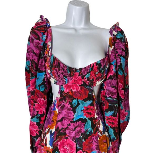 For Love & Lemons scarlet mini dress floral cut out print NWT size Small - Picture 7 of 13